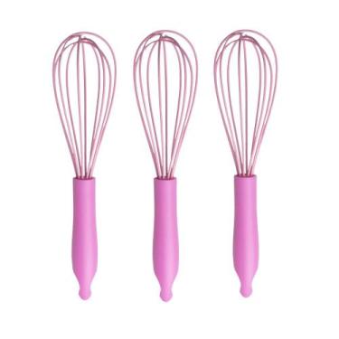 Imagem de Kit 3 Batedor Fouet Profissional 23cm Silicone Para Massa - udlandia