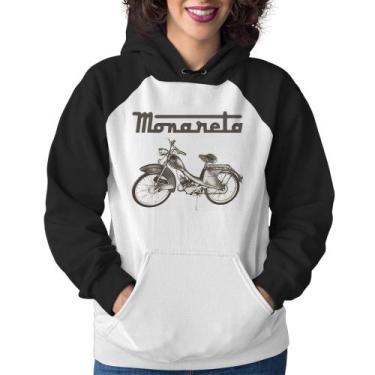 Imagem de Moletom Feminino Ciclomotor Monareta - Foca na Moda, Branco, Preto, G