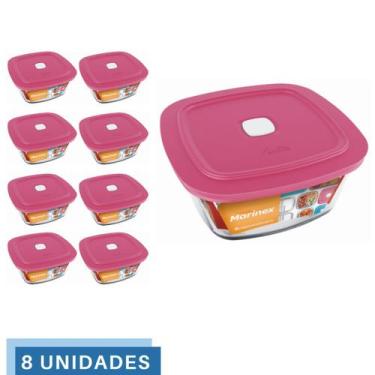 Imagem de 8 Potes Vidro Facilita Quadrado Marmita 300Ml Marinex - NADIR FIGUEREI