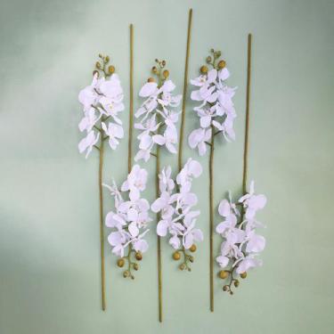 Imagem de Kit 6 Orquídeas Artificiais Brancas Aveludadas com 7 flores - H8