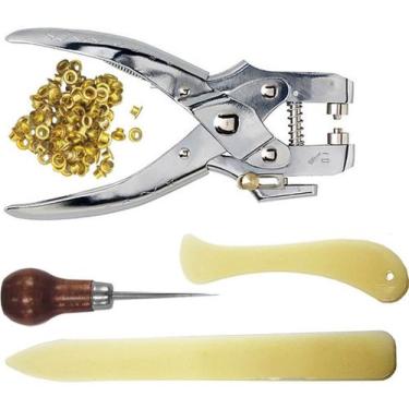 Imagem de Kit Alicate Furar Pregar Ilhós Vincadora Dobradeira Agulhão - Evolvere