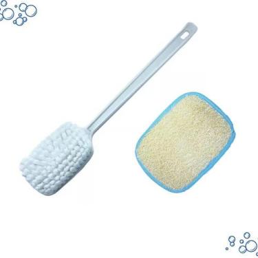 Imagem de Kit Escova De Banho Macia Cabo Longo E Bucha Vegetal Natural - Top Hou