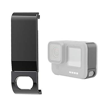 Imagem de Porta lateral de substituição para GoPro HERO10/HERO9 capa de bateria removível de liga de alumínio preta protetora tipo C adaptador de porta de carregamento acessórios de câmera (preto)