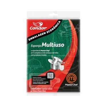 Imagem de Condor, Esponja, MasterChef Brasil, Multiuso, Eficaz Contra Vírus e Bactérias, Máxima Durabilidade e Desempenho, Leve 4 Pague 3