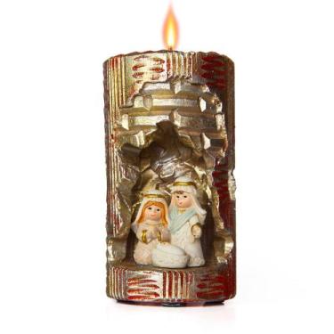 Imagem de Presépio-Rossoni Velas-Gruta em Vela de Natal Artesanal Tam: 07x13. 1 