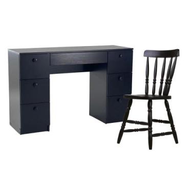 Imagem de Penteadeira Ditália 7 Gavetas com Cadeira PE-100, Preto