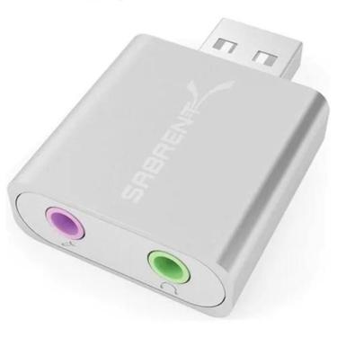 Imagem de Adaptador Áudio Mic Pc Notebook P2 P/Usb Mac Windows Sabrent