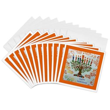 Imagem de 3dRose Hanukkah Menorah - Cartões comemorativos, 15 x 15 cm, conjunto de 12 (gc_32033_2)
