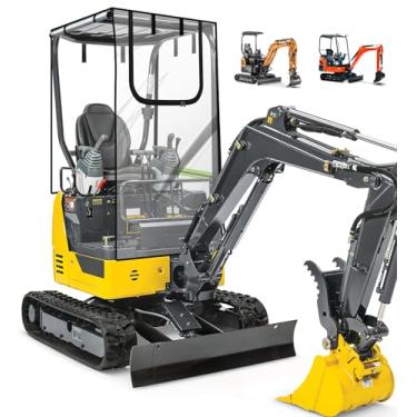 Imagem de SKYJDM Capa para miniescavadeira, caixa transparente da cabine da escavadeira com tecido Oxford 600D e flim de PVC compatível com Bobcat E20/Kubota U17 para mini escavadeira 798.3-1,601.2 kg, proteção