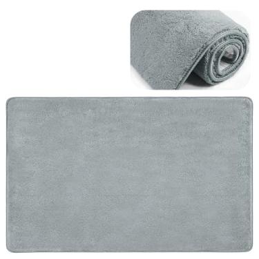 Imagem de PURE ERA Tapete de aterrissagem de escada ultra felpudo macio antiderrapante resistente a fita livre de fita interna tapete de área tapete de banheiro lavável reutilizável cinza esverdeado 5 cm x 7 cm