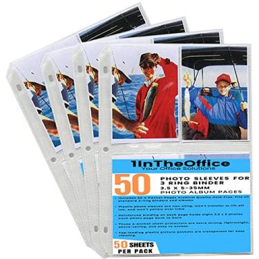 Imagem de 1InTheOffice Capas de fotos para fichário de 3 anéis, páginas de álbum de fotos, capas de fotos, páginas de álbuns, 500 páginas - 3,5 x 5-35 mm (pacote com 50)
