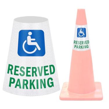 Imagem de Manga de cone de estacionamento reservado para deficientes - Acessível a cadeiras de rodas de alta visibilidade Cone de trânsito Sinais refletivos para estacionamentos, estradas, garagens e eventos