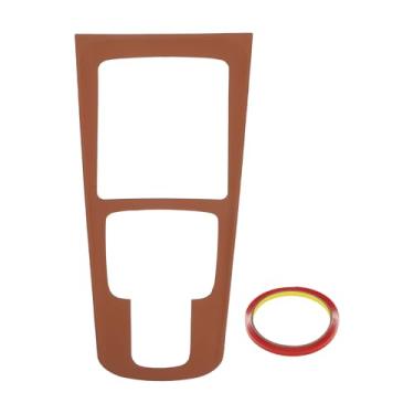 Imagem de TUCKBOLD Painel de console central adesivo de couro sintético para Mercedes-Benz GLA/GLB/EQA/EQB 2020-2024 Painel de mudança de marchas de controle central acabamento interno marrom