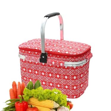 Imagem de Bolsa térmica térmica térmica para entrega de alimentos, lancheira, cesta de piquenique de 25 L – Bolsa térmica portátil para praia, lancheira térmica, grande capacidade para armazenamento diário