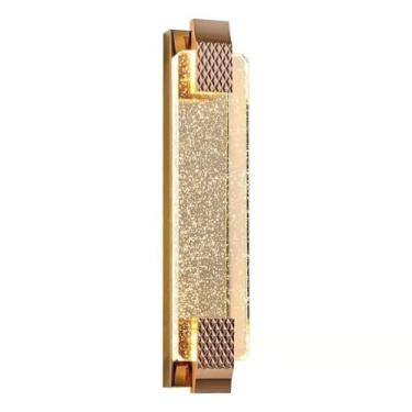 Imagem de Luminárias de parede para banheiro com vidro cristal dourado escurecimento LED interno preto longo barra de montagem linear para quarto cabeceira corredor sala de estar (dourado 50 cm)