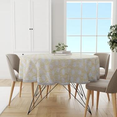 Imagem de Trade Star Linda toalha de mesa decorativa para sala de jantar, 100% algodão, design perfeito, capa de qualidade superior para decoração de casamento (padrão 1, 228 cm redondo)