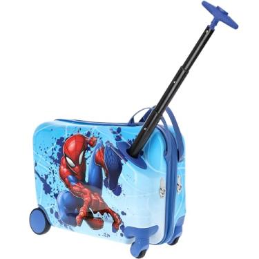 Imagem de FUL Mala infantil unissex do Homem-Aranha, mala com rodas, carrinho de viagem com rodinhas rígidas, azul claro, 48 cm, Azul claro, 19 Inch, Bagagem de mão do Homem-Aranha, mala infantil com rodas,