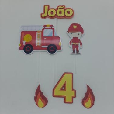 Imagem de Topo de Bolo Kids Bombeiro Fire personalizado - MIWL ART
