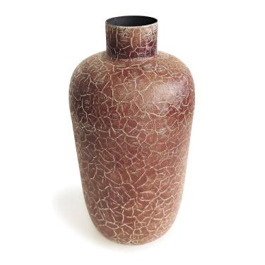 Imagem de Vaso Oval Decorativo com Pintura Craquelada em Metal 20x10cm