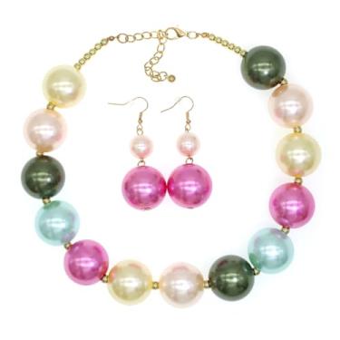 Imagem de Utop JNF Colar gargantilha de pérola grossa colar de pérola grande tendência gargantilha pérola joias de casamento para noivas conjunto de joias de pérolas boho, Pérola sintética, Pérola sintética