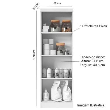 Imagem de Armário Multiuso 2 Portas 3 Prateleiras Maré Branco