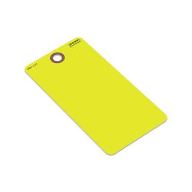 Imagem de SmartSign Pacote com 25 etiquetas amarelas fluorescentes em branco com patch de fibra reforçada, 7,6 cm x 14,6 cm, cartolina de 13 pontos, dupla face, etiquetas escritas para inventário, envio, ativo,