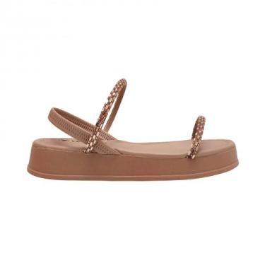 Imagem de Sandália Com Strass Casual Feminina Via Uno 803053, Bege, 37