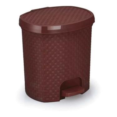 Imagem de Lixeira Com Pedal Rattan 6 Litros P Cozinha Banheiro MARROM - NITRON