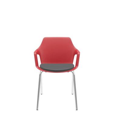 Imagem de Cadeira Vesper Assento Almofadado 4 Pés Estrutura Cromada com Braços F