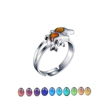 Imagem de Anel Do Humor Golfinho Muda De Cor Ajustável Alta Qualidade - Giog Joi