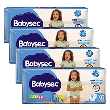Imagem de Kit 4 Pacotes Fralda Descartável Babysec Ultrasec Mega XG