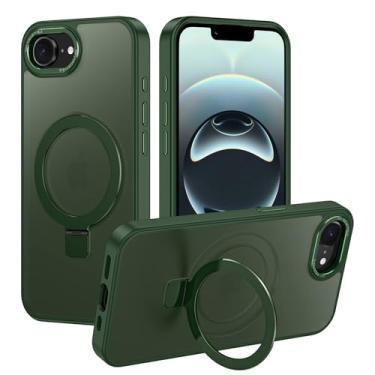 Imagem de Casehas Capa para iPhone 16e, com suporte magnético invisível [compatível com MagSafe] à prova de choque, fina, translúcida, antiderrapante, militar, proteção contra quedas, verde