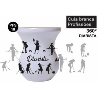 Imagem de Cuia de Madeira Branca Personalizada 360 Profissões - Diarista - Mix A