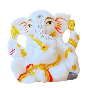 Imagem de NAISHA Pequeno Lord Ganesha 5 cm, escultura, mini Ganesh, ídolo de poliresina Ganpati em decorações indianas multicoloridas para casa, mandir, presentes de devolução, painel de carro, itens Puja