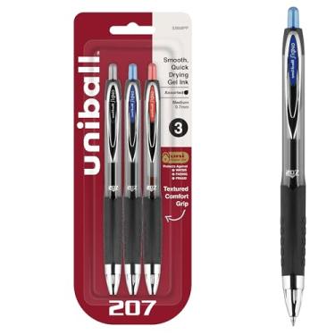 Imagem de Canetas de gel retráteis uniball™ 207, ponta média (0,7 mm), sortidas, pacote com 3