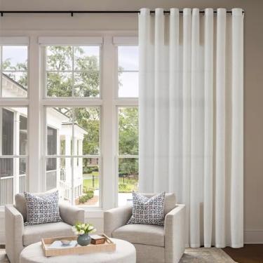 Imagem de Cortinas de linho natural de 224 cm de largura para divisória de sala de estar, cortinas semitransparentes, filtro de luz, semitransparentes, para porta deslizante, creme marfim, painel de cortina do