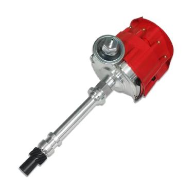 Imagem de Aflle Racing Tampa plana vermelha 4 pinos HEI Distribuidor de ignição bobina 65K serve para Chevy SBC 283 305 350 BBC 396 427 454 (OE: 1035001, JM6500R)