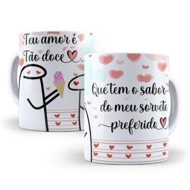 Imagem de Caneca de Cerâmica Branca 325ml Flork Namorados - Mecolour