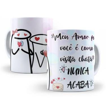 Imagem de Caneca de Cerâmica Branca 325ml Flork Namorados - Mecolour