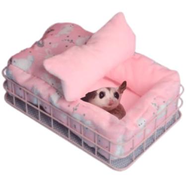 Imagem de Copfeu Cama de rato para gaiola, gaiola de metal de porquinho-da-índia com forro, acessórios de plataforma para animais pequenos, brinquedos de chinchila de habitat animal para esquilo, hamster,