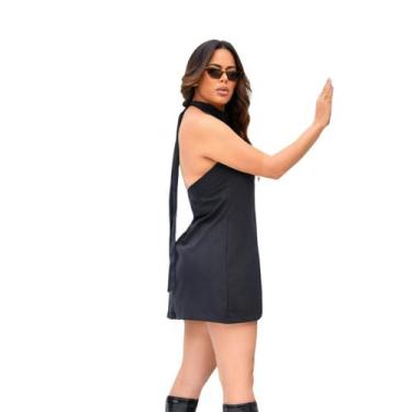 Imagem de Vestido Curto Linho Costa Nua Feminino - NathaliaBrand, Preto, G