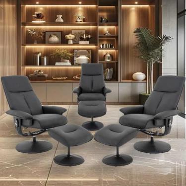 Imagem de Kit 3 Poltronas de Massagem Arizona Giratória com Apoio de Pés e Recli