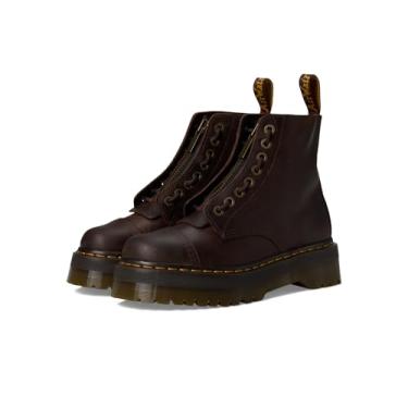 Imagem de Dr. Martens Botas de combate de plataforma de couro Sinclair unissex para adultos, Marrom escuro, 14