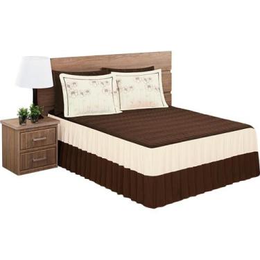 Imagem de Roupa De Cama Colcha Casal King Matelada 3 Pçs Microfibra Ajuste Perfe