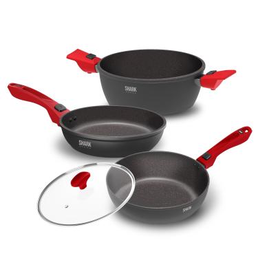 Imagem de Panelas Ultra Family Size, Day by Day, Sauté Grand e Tampa de Vidro Ichef 24cm - Vermelha | Ichef