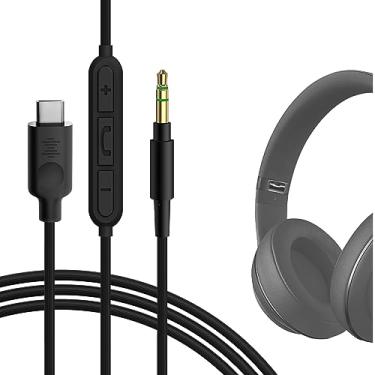 Imagem de GEEKRIA Cabo USB-C digital para áudio com microfone compatível com Beats Studio Pro/3 Solo 4/3, cabo de áudio tipo C de substituição com microfone embutido e controle de volume (1,2 m)