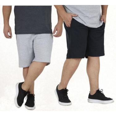 Imagem de Kit 2 Bermuda Shorts Moletom Extra Grande 52 54 56 58 60 - Daze Modas,