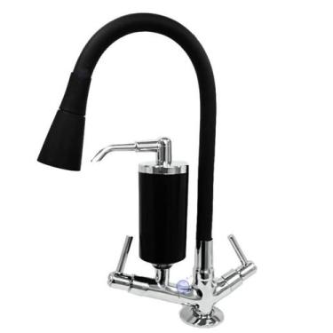 Imagem de Torneira Cozinha Preta Mesa/Bancada Gourmet 2 Jatos C-34 - Um Novo Con
