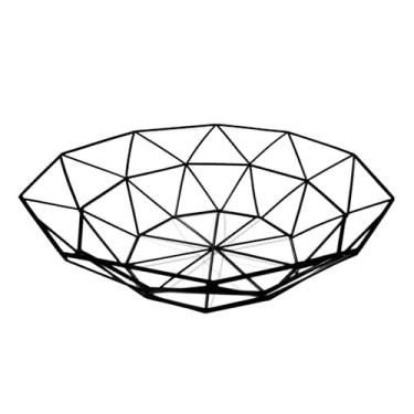 Imagem de IBWell Prato moderno criativo elegante de camada única, fio de ferro de metal frutas legumes pão suporte decorativo tigelas de servir suporte de cesta (tipo curto preto-dez chifres)