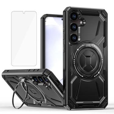 Imagem de Asuwish Capa de telefone compatível com Samsung Galaxy S24/S25 5G e protetor de tela de vidro temperado, suporte de anel de metal, suporte à prova de choque S 24 24S 25 25S G5 capa para mulheres e
